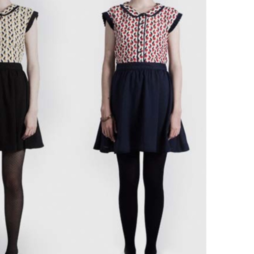 Navy and red cat print dress